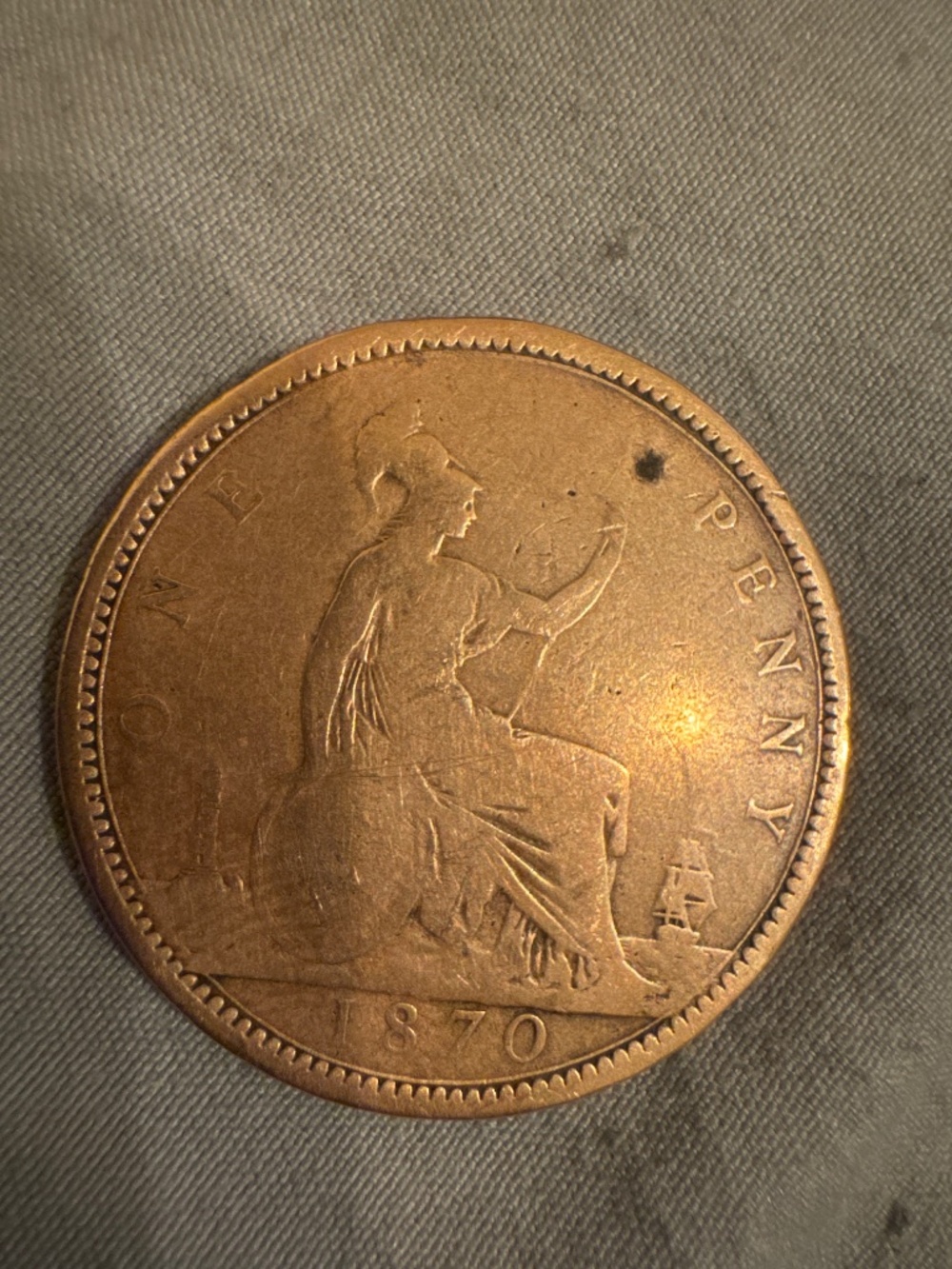 1870 original Penny British coin - Picture 2 of 2